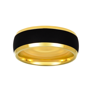 tungsten two tone black and yellow men's ring front view