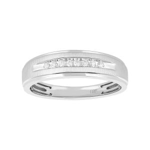 10k white gold .10 ct. t.w  men's wedding band front view
