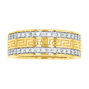14k yellow gold greek design diamond band