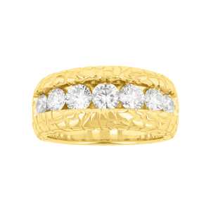 14k yellow gold 2 ctw lab grown diamond channel nugget ring front view