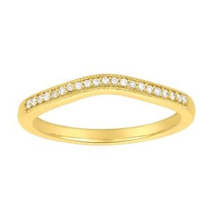 14k yellow gold milgrain design diamond contour band front view