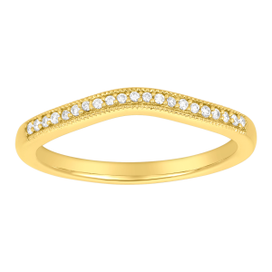 14k yellow gold milgrain design diamond contour band front view