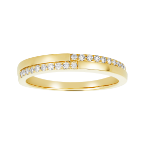 14k gold two tone engravable ladies diamond band front view