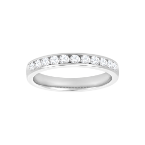14k white gold 1/2 ctw 11 diamonds channel set wedding band front view