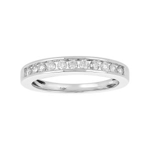 14k White Gold Wedding Band Channel Setting