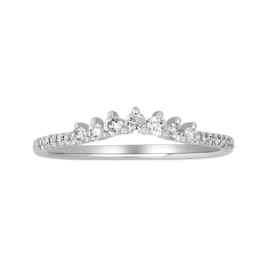 14k white gold curved vintage style diamond ring