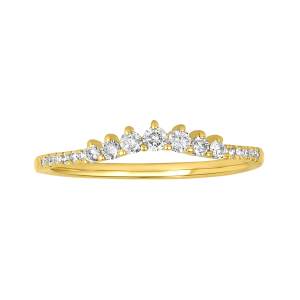 14k yellow gold curved vintage style diamond ring front view