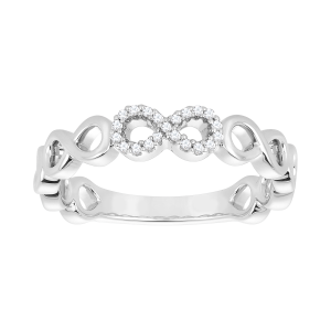 10k white gold infinity diamond band front view