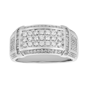 14k white gold diamond pave band front view