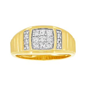14k gold two-tone 1/2 ct. t.w. men's cluster ring front view