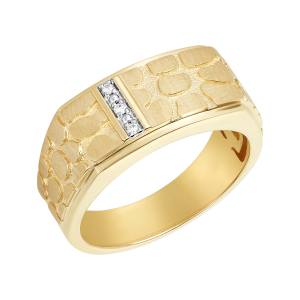 14k Yellow Gold Nugget Ring With Diamonds 