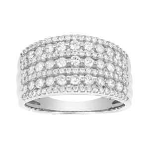 14k white gold 1ctw 7 row wide diamond band front view