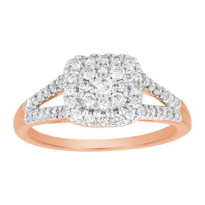 14K Rose Gold Cushion Cluster Diamond Ring