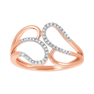 14k rose gold fashion diamond bypass loop ring front view