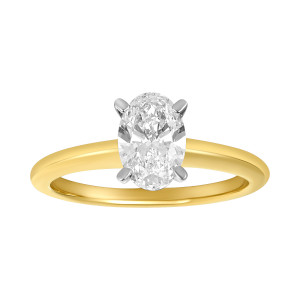 14k yellow gold oval lab grown diamond solitaire ring front view