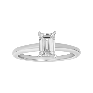 14k White Gold Emerald Cut Lab Grown Diamond Solitaire Ring
