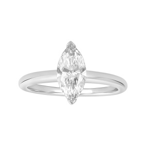 14k white gold marquise lab grown solitaire ring front view