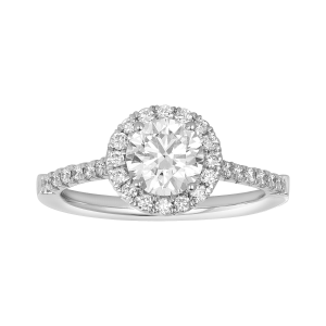 14k white gold round lab grown diamond fancy solitaire ring front view