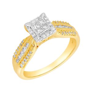 14k Rose Gold Pear Shaped Cluster Engagement Ring