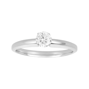 14k white gold round 3/8 carat diamond solitaire ring front view