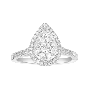 14K White Gold Pear Shaped Cluster Diamond Ring
