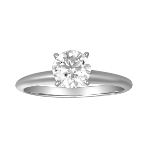 14K White Gold Round Cut Lab Grown Diamond Solitaire Ring