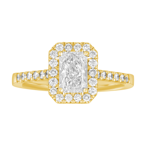 14K Yellow Gold Radiant Lab Grown Fancy Halo Solitaire Ring