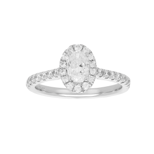 14k white gold 7/8 ctw oval diamond solitaire front view