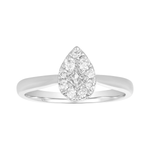 14k white gold pear shaped diamond solitaire ring front view
