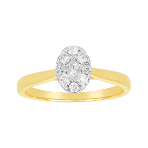 14k yellow gold oval shaped diamond solitaire ring front view