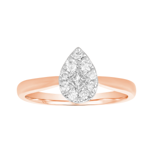 14K Rose Gold Pear Shaped Diamond Solitaire Ring