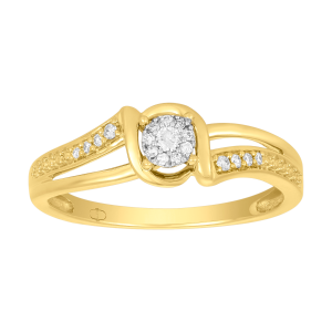 10k yellow gold round cluster ladies diamond promise ring front view