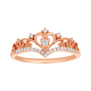 14k rose gold tiara amor diamond ring front view