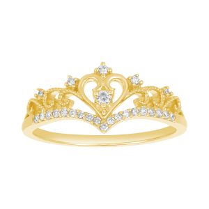 14K Yellow Gold Tiara Amor Diamond Ring