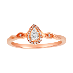 10k rose gold pear shaped twisted band promise ring front view