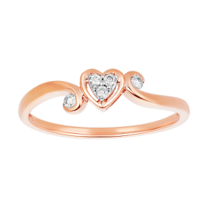 10K Rose Gold Heart with Curled End Diamond Promise Ring