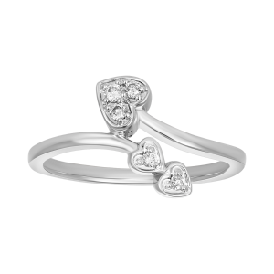 10K White Gold Three Hearts Bypass Promise Ring