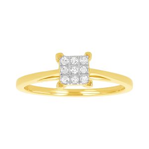 10k yellow gold princess pavé promise ring front view