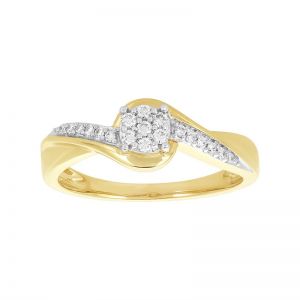 10k Gold Two-Tone Cluster Bypass Diamond Promise Ring