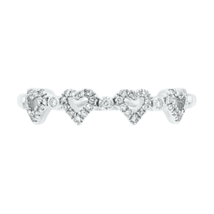 10k white gold heart cut out band front view