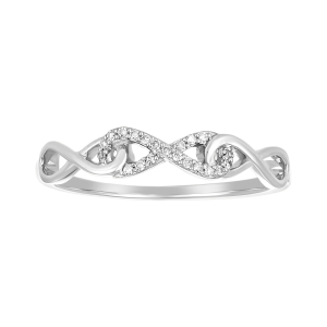 14k white gold infinity diamond promise ring front view