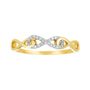 14k two tone gold infinity diamond promise ring front view