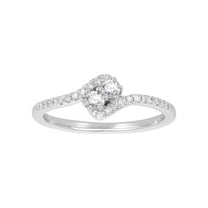 14k White Gold Two Stone Bypass Ring