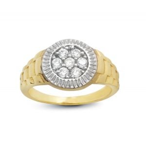 14k yellow gold children's cubic zirconia watch style ring front view