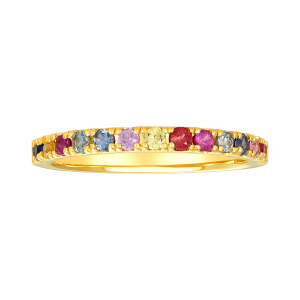 18K Yellow Gold 13 Sapphire Ring