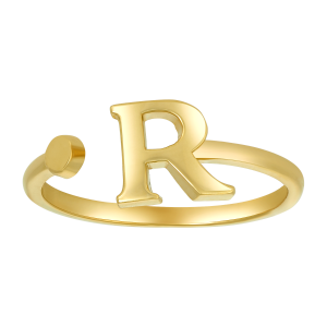 14k Yellow Gold Initial R Ring 