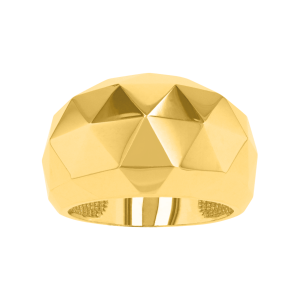 14K Yellow Gold Dome Faceted Ring