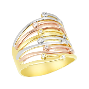14k Gold Tri-Color Diamond Fashion Ring 