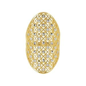 14k gold two-tone grid fashion ring front view
