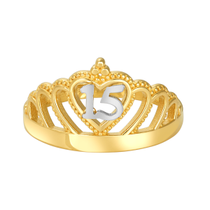 14K Yellow Gold Engravable Quinceañera Ring